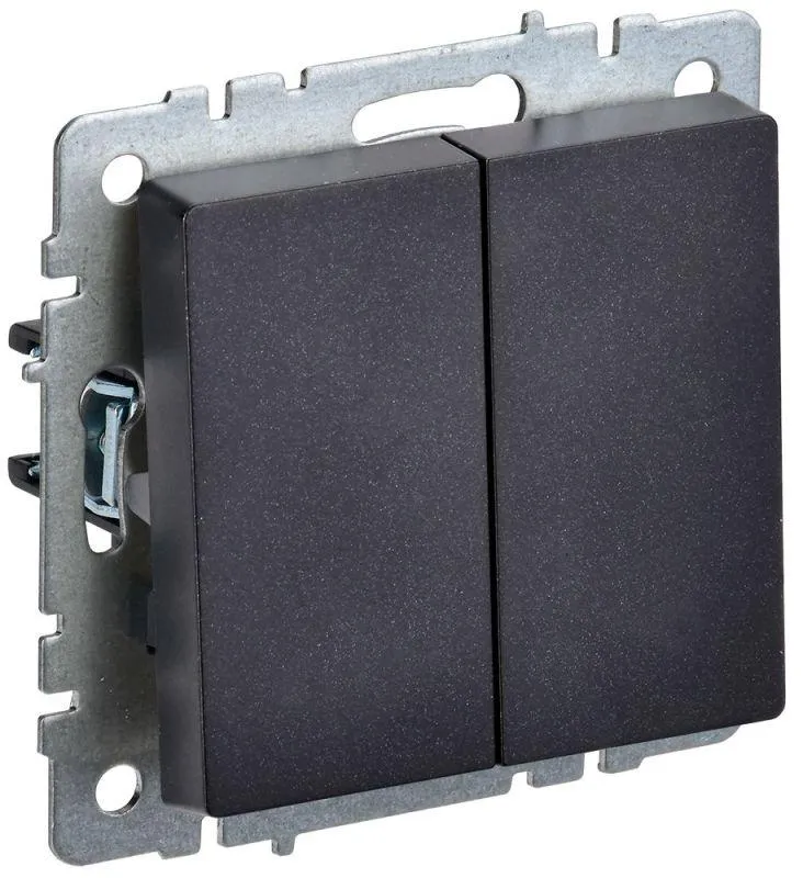 BRITE Выключатель двухклавишный 10А ВС10-2-0-БрЧ черный IEK BR-V20-0-10-K02