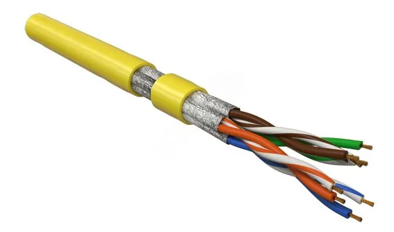 Витая пара U/FTP кат 6 4 пары AWG26 patch IN LSZH нг(А)-HF желтый 100м