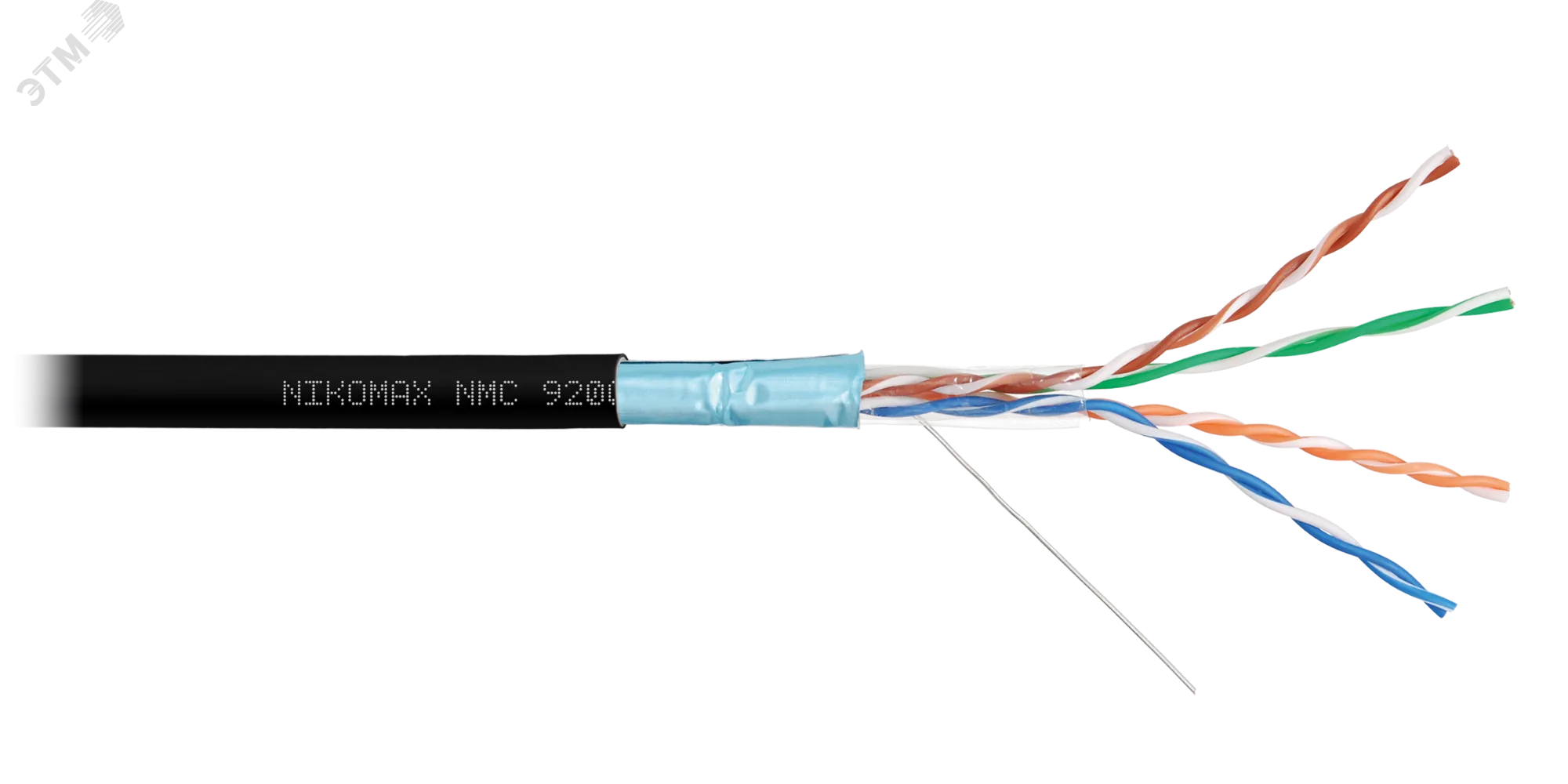 Витая пара F/UTP 4 пары Кат 5e solid BC AWG24 (0.52мм) IN LSZH нг(А)-HF черный 305м