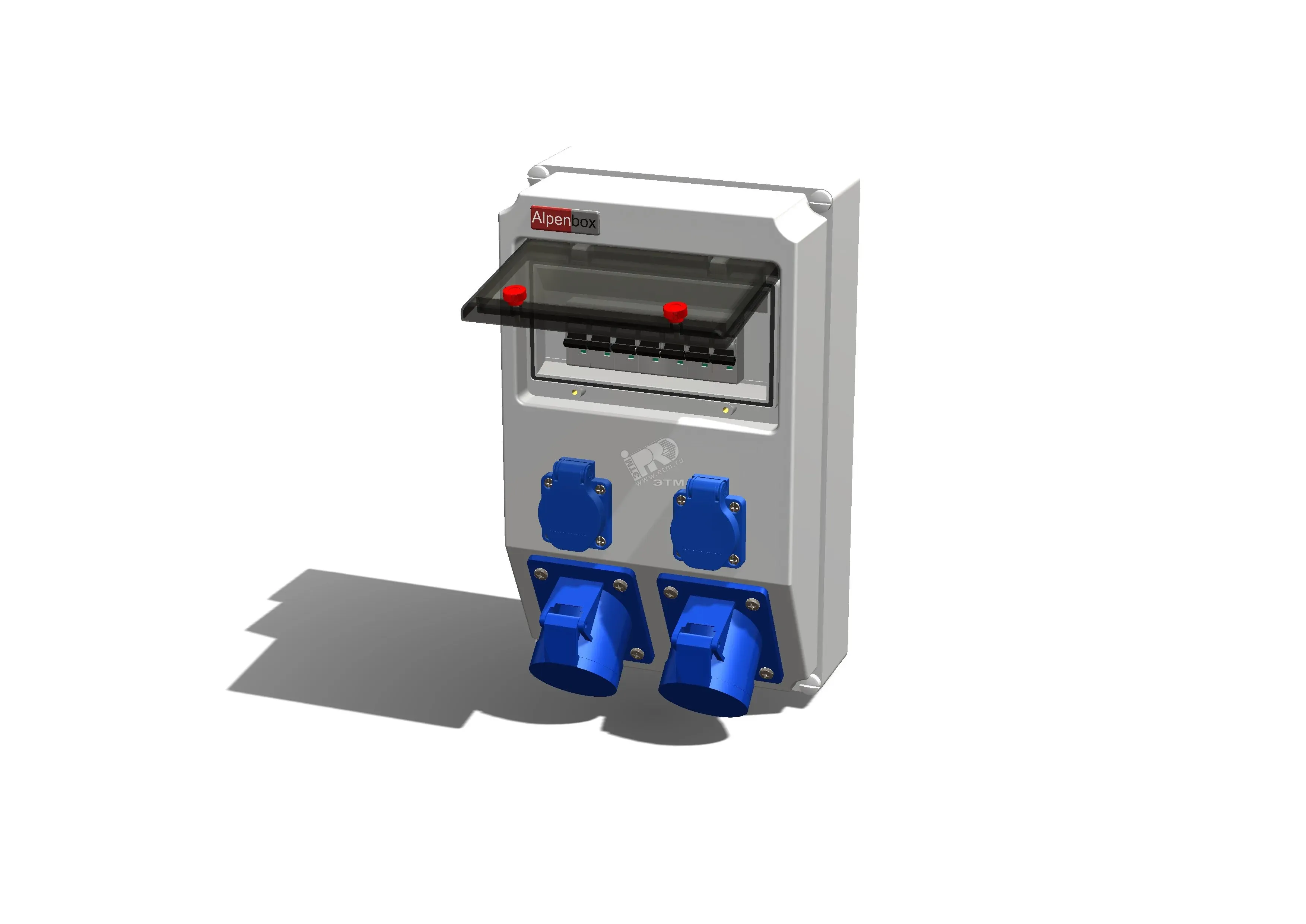 Устройство распределительное настенное пластик IP44 40A корпус 222х369х130 серый AlpenBox 00-00002006