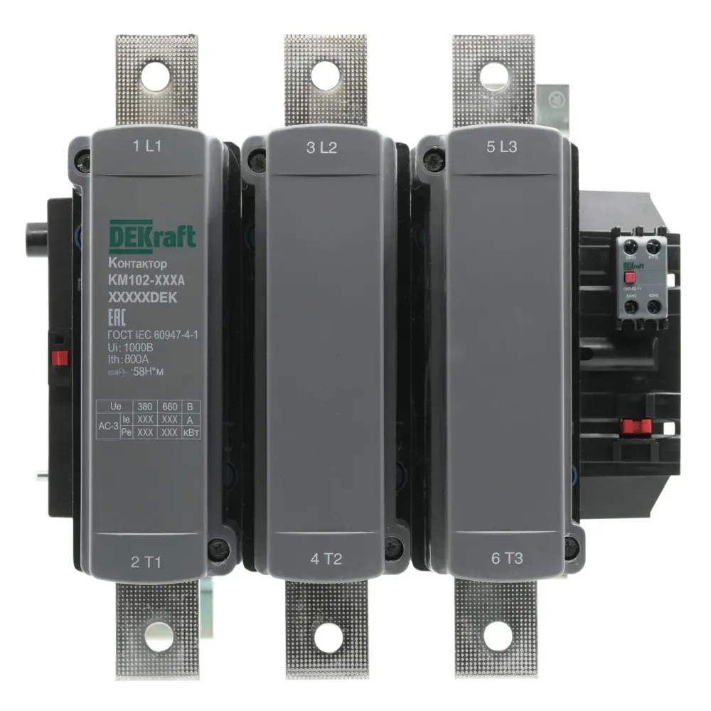 Контактор 800А 110В АС АС3  АС4 1НО+1НЗ КМ-102 SE (Dekraft) 21957DEK