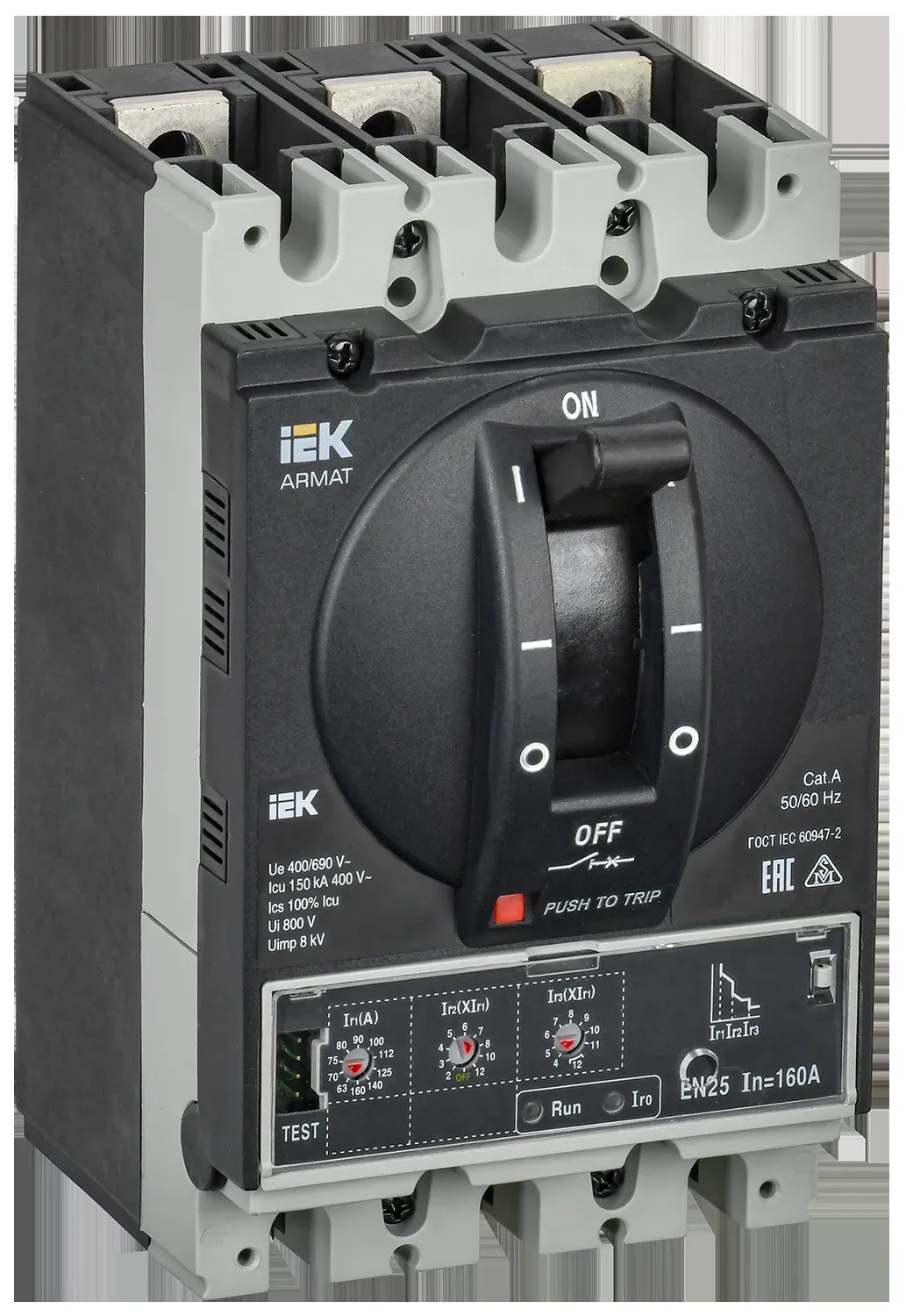 Armat автоматический выключатель в литом корпусе 3p типоразмер d 150ка 160а расцепитель электронный стандартный IEK AR-MCCB-3D-150-0160A-ELSC