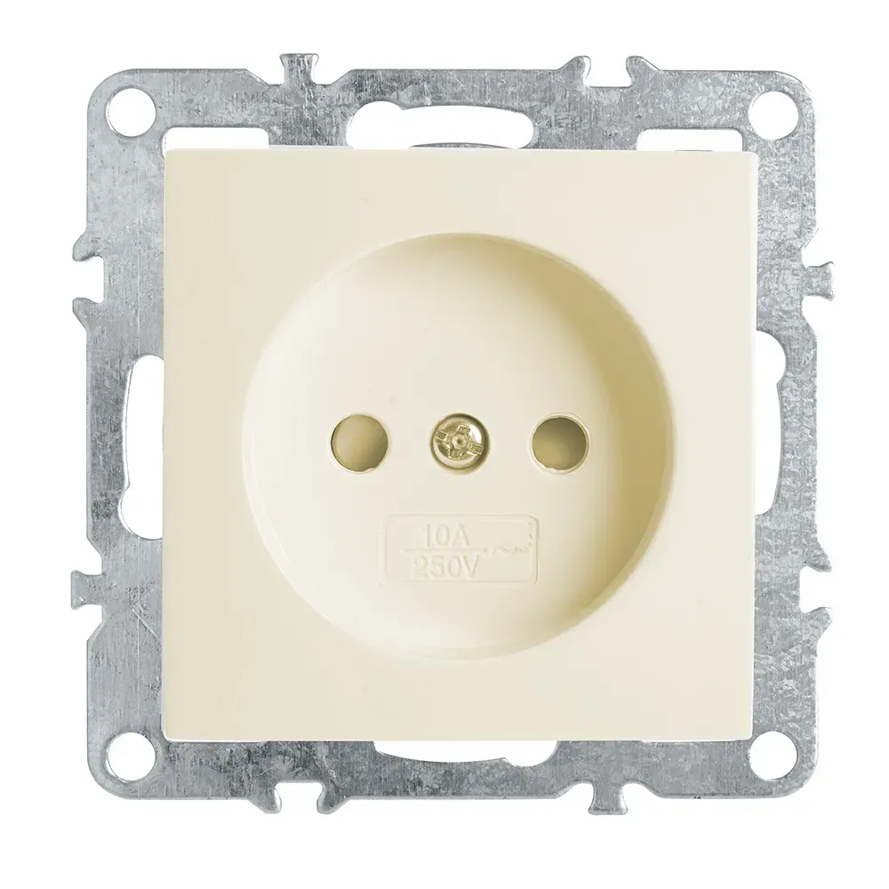 Розетка одноместная (механизм) б/з,с защитной шторкой,250В, 10А,  серия Эрна, слоновая кость Stekker FERON 39327