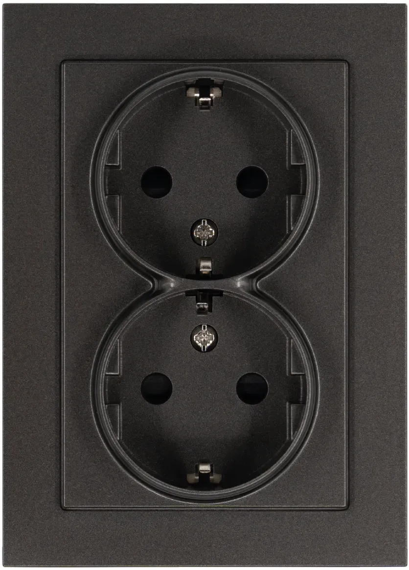 Розетка Schuko двойная с защитными шторками 16A 250V~ 2P+T, цвет Мокко Jasmart G5504Z