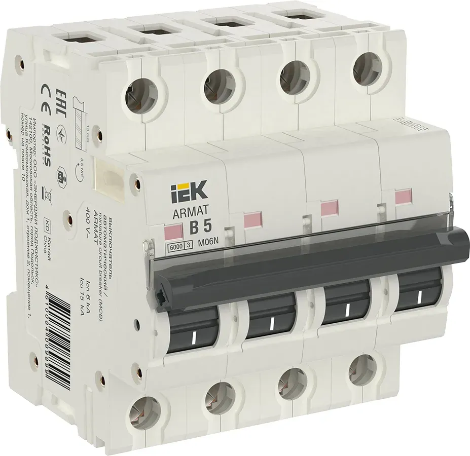 Armat выключатель автоматический четырехполюсный b 5а m06n IEK AR-M06N-4-B005