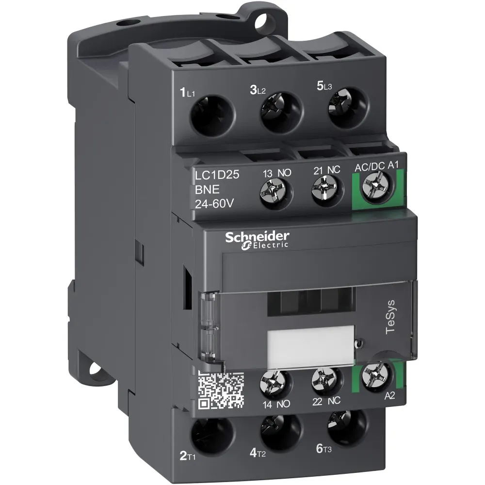 КОНТАКТОР D 3P AC3 440В 25A, КАТУШКА УПР. 24-60В AC/DC, ЗАЖИМ ПОД ВИНТ SE (Schneider) LC1D25BNE