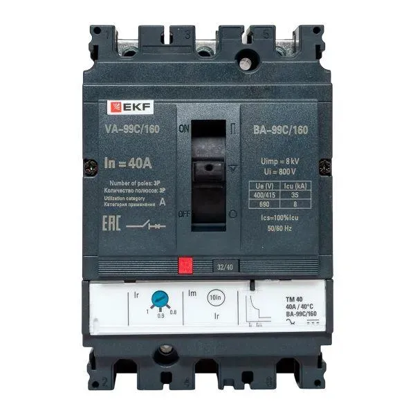 Выключатель автоматический ва-99c 160/40а 3 полюса 36ка EKF MCCB99C-160-40