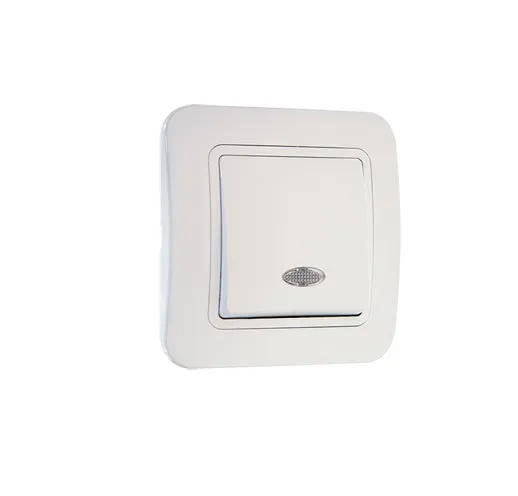 Выключатель одноклавишный, с подсветкой, белый Makel 70021