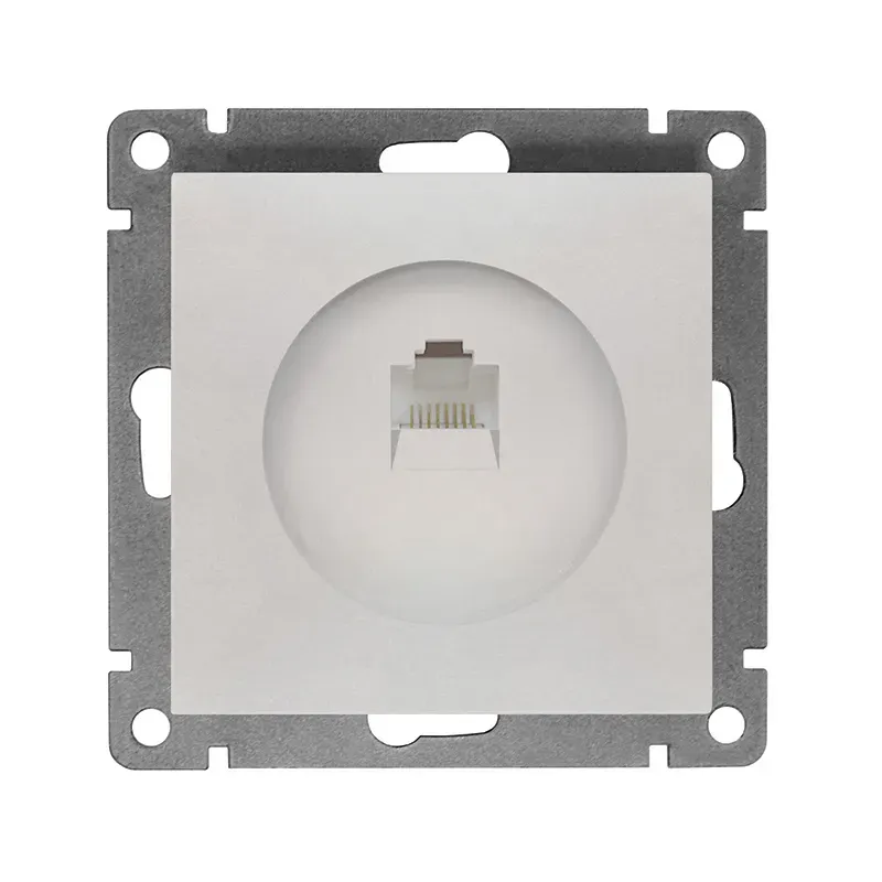 Розетка компьютерная одноместная серия Афина, с/у, 1А, RJ45, жемчуг (еврослот) Универсал A0051-OBr