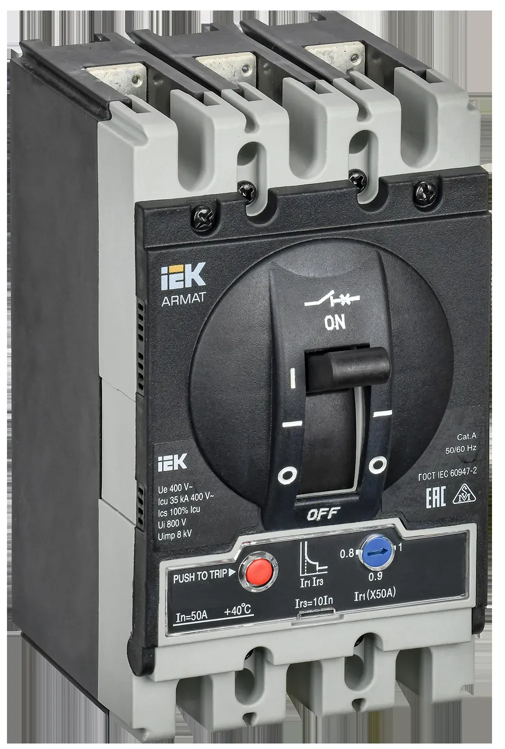 Armat автоматический выключатель в литом корпусе 3p типоразмер s 35ка 50а расцепитель термомагнитный регулируемый IEK AR-MCCB-3S-035-0050A-ATUC