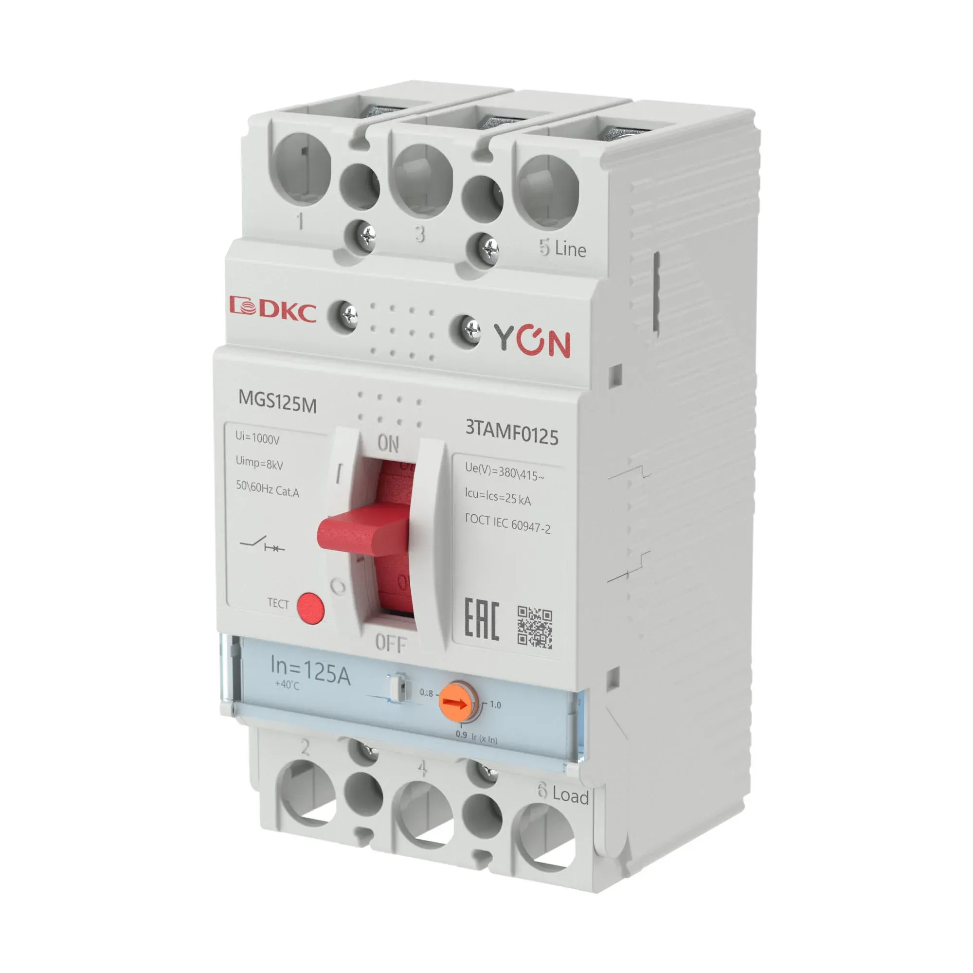 Автоматический выключатель YON MGS125 3P 100-125A 25kA DKC MGS125M-3TAMF0125