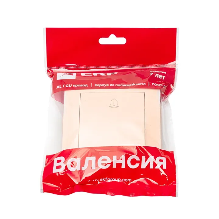 Валенсия кнопка звонка 10А кремовая Ekf ewv10-026-20