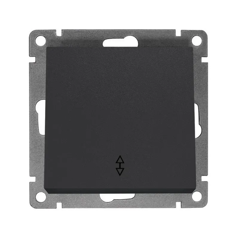 Выключатель одноклавишный проходной серия Афина, с/у, 10А, 220В, графит (еврослот) Универсал A0025-Gr