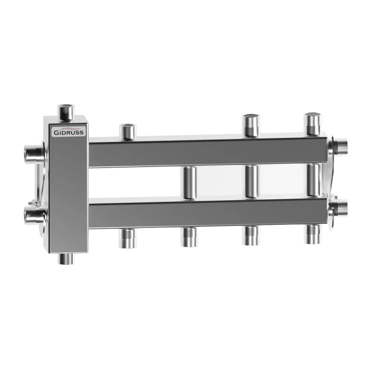 Коллектор с гидрострелкой BMSS-40-4DU на 4 контура G 3/4', до 40 кВт, подключение термодатчика, нерж сталь Gidruss BM 40A30 20