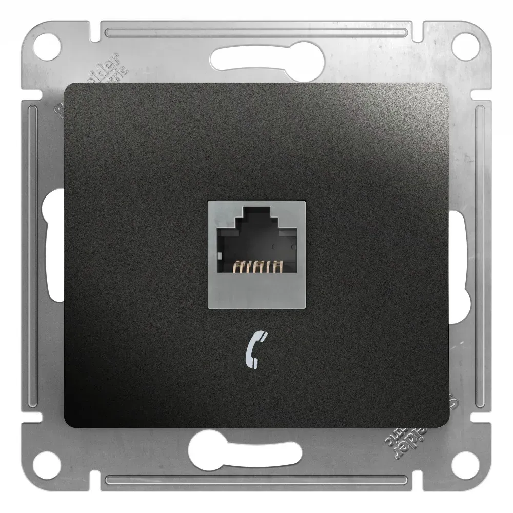 GLOSSA Розетка телефонная RJ11 антрацит в рамку SE (Потенциал) GSL000781T