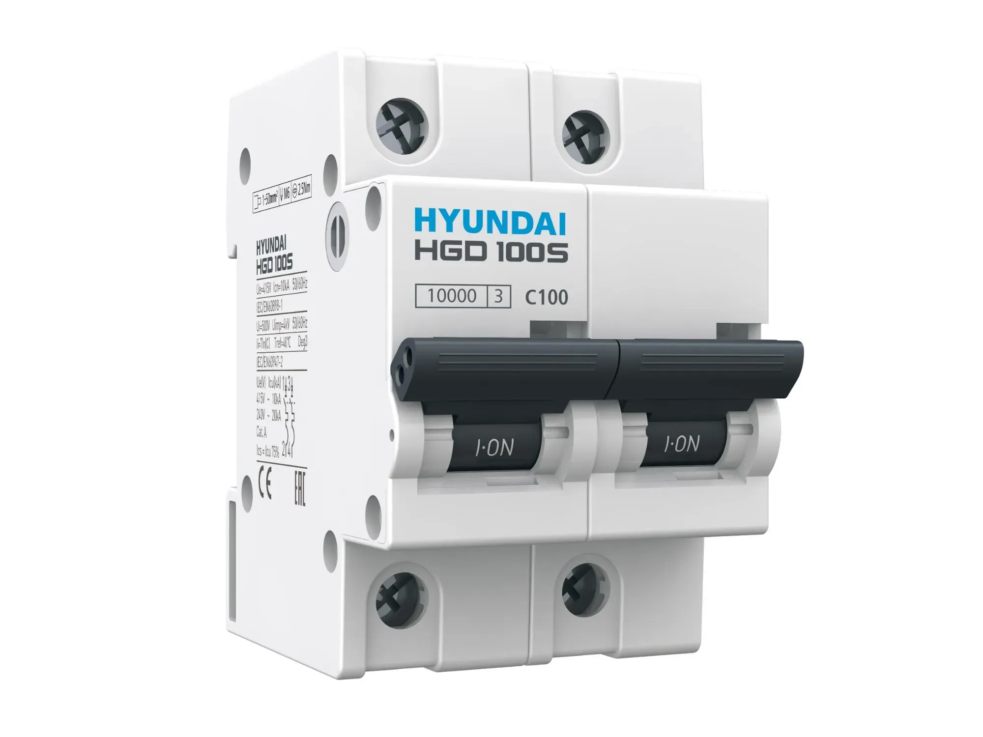 Выключатель автоматический модульный 1П+N 100А C 10кА Standard HGD HD Hyundai Electric HGD100S1NMCS0000C00100_C