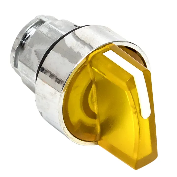 Механизм переключателя исполнительный ХB4 желтый на 3 положения с фиксацией с подсветкой с короткой ручкой PROxima EKF XB4BD3FL-Y