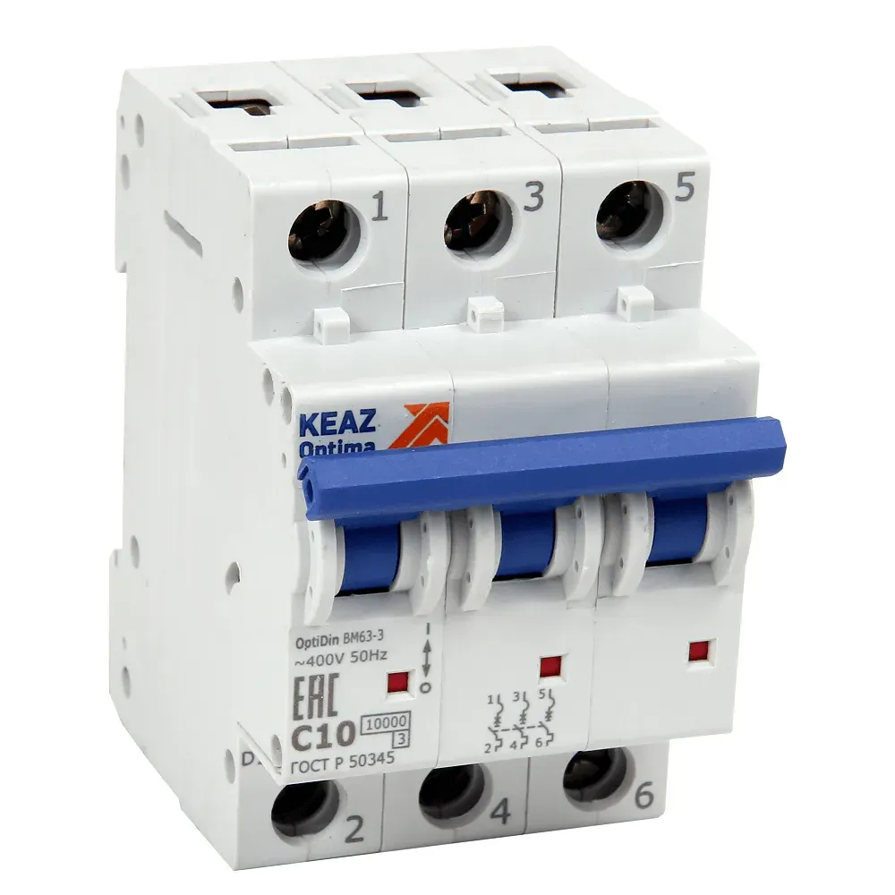 Выключатель автоматический трехполюсный 25а c 10ка ac optidin bm63-3c25-10-ухл3 КЭАЗ 249206
