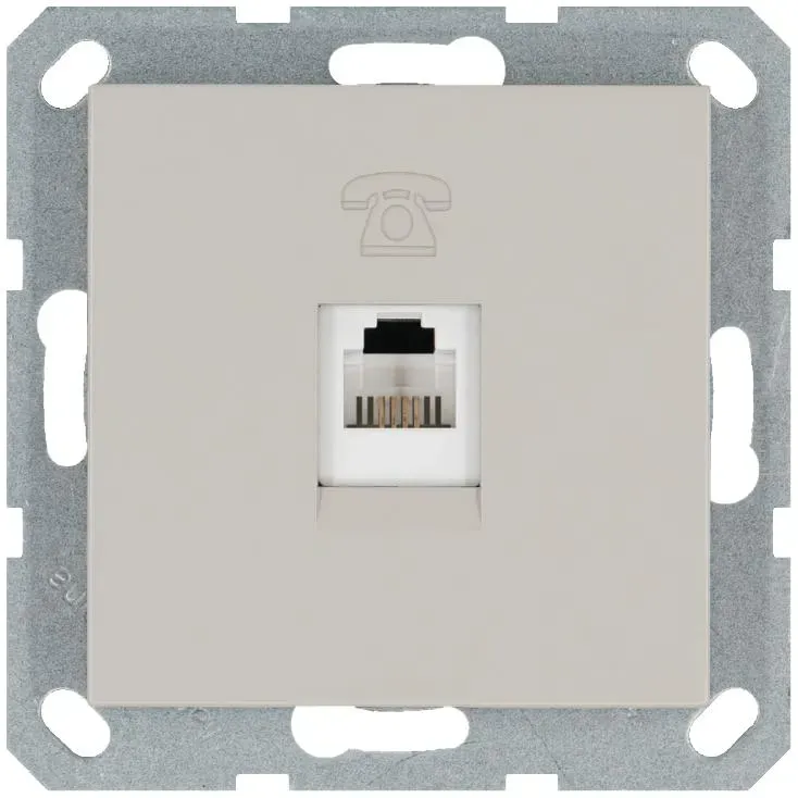 Телефонная розетка RJ11 с накладкой, цвет Тауп Jasmart G6101T