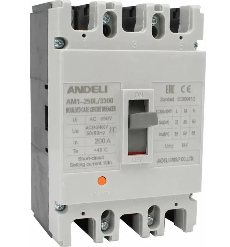 Выключатель автоматический am1-250l 3p 200a 35ka ANDELI ADL06-041