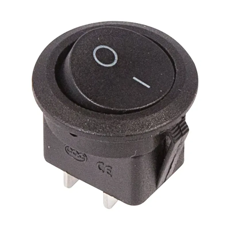 Выключатель клавишный круглый 250V 6А (2с) ON-OFF черный REXANT 36-2550