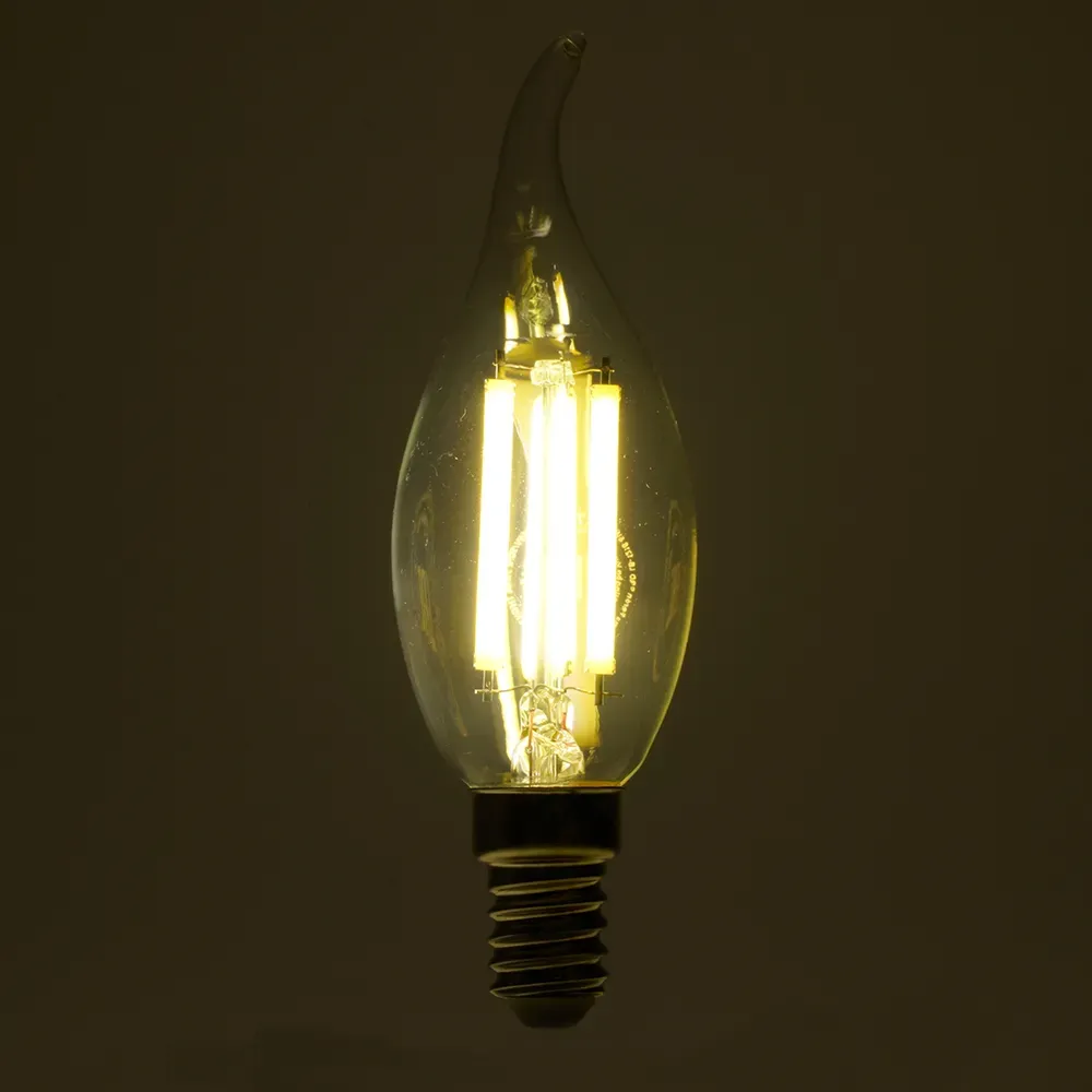 Лампа светодиодная LED 8вт Е14 белый свеча на ветру FILAMENT Feron.PRO