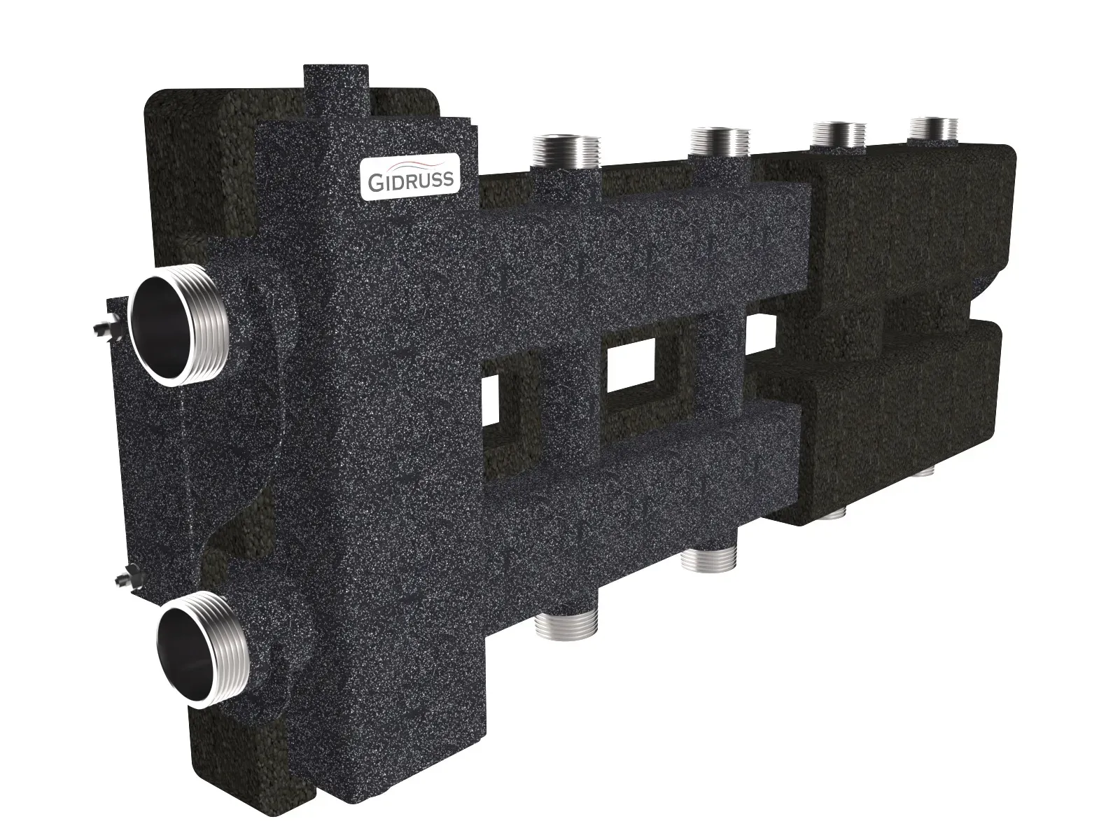 Коллектор с гидрострелкой BM-80-5DU.EPP на 4 контура G1', 1 боковой контур G 1 1/4' с термоизоляцией до 80 кВт, ст. 09Г2С Gidruss BM 8004T 23