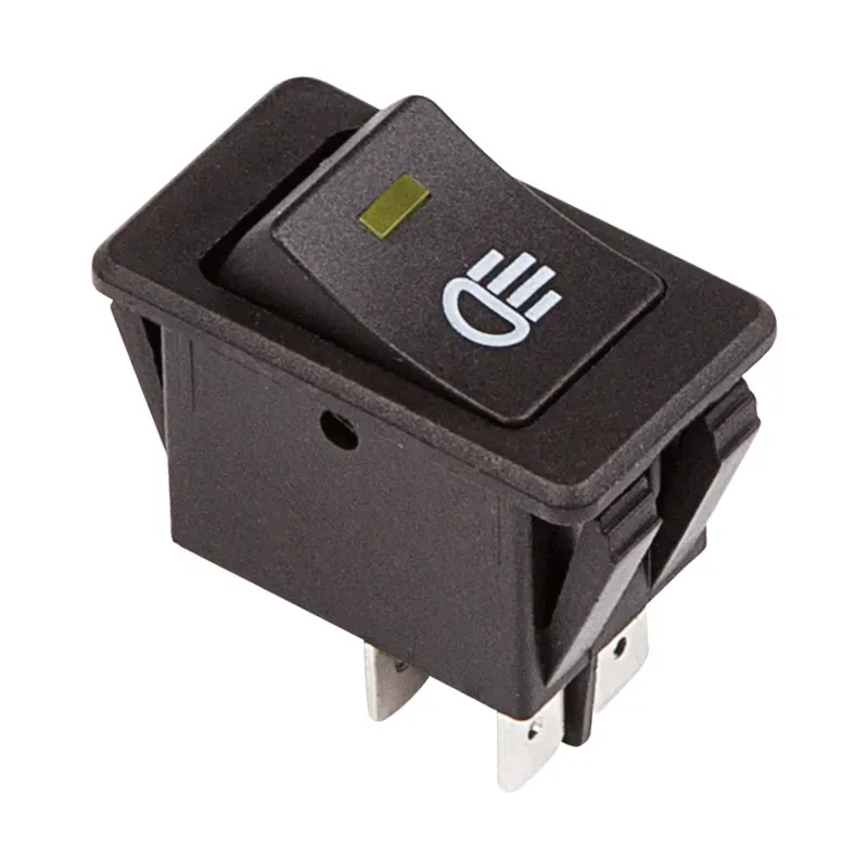 Выключатель клавишный 12V 35А (4с) ON-OFF с желтой LED подсветкой REXANT 36-4442