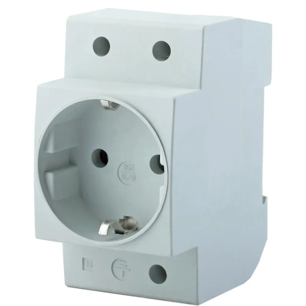 Розетка на DIN-рейку 1-местная c/з, серый FERON 39171