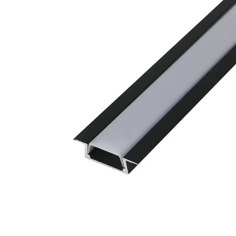 Комплект врезного алюминиевого профиля с рассеивателем 22х6мм 1м черный REXANT 146-405-2