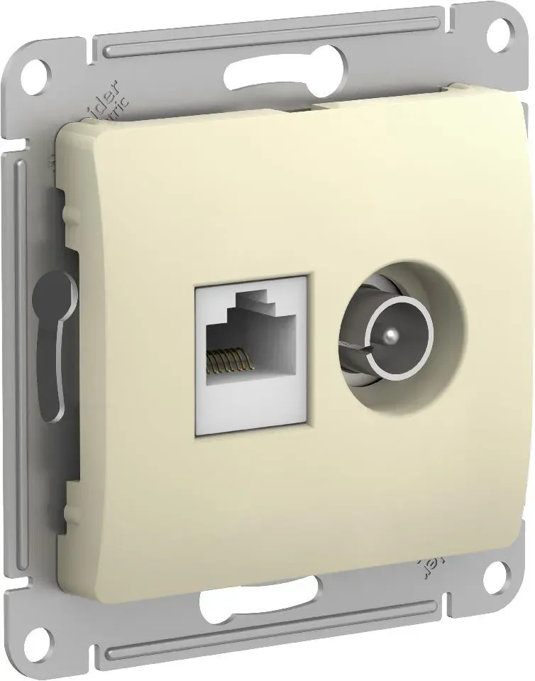 GLOSSA РОЗЕТКА двойная ТВ + компьютерная RJ45, кат. 5Е, БЕЖЕВЫЙ SE (Потенциал) GSL000289