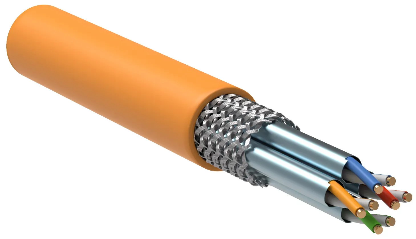 Витая пара S/FTP кат 7 4x2х23AWG solid LSZH 305м оранжевый