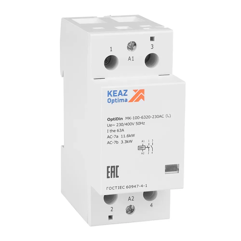 Контактор модульный OptiDin MK-100-6320-230AC (L) КЭАЗ Optima (от-ка) 343734