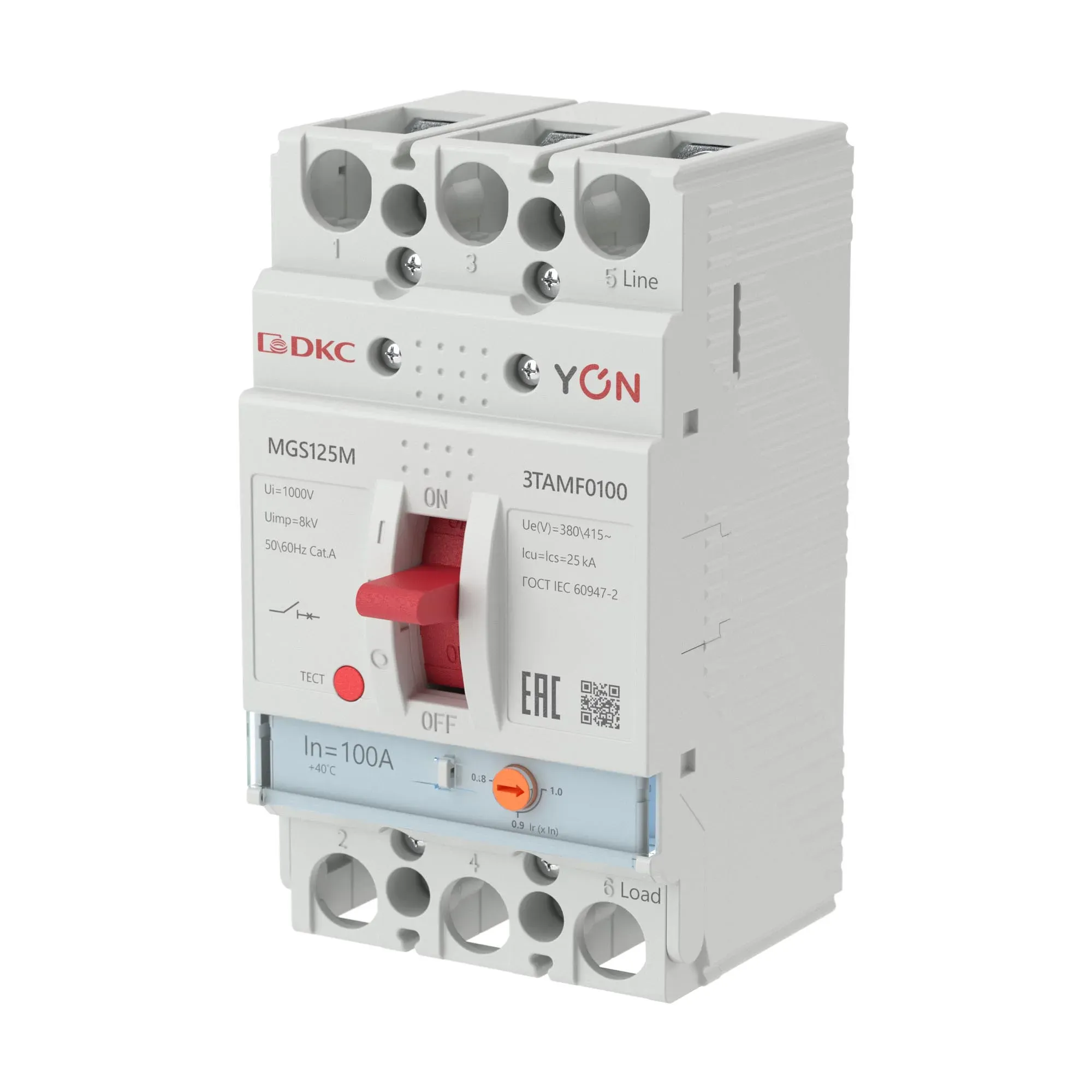 Автоматический выключатель yon mgs125 3p 80-100a 25ka ДКС MGS125M-3TAMF0100