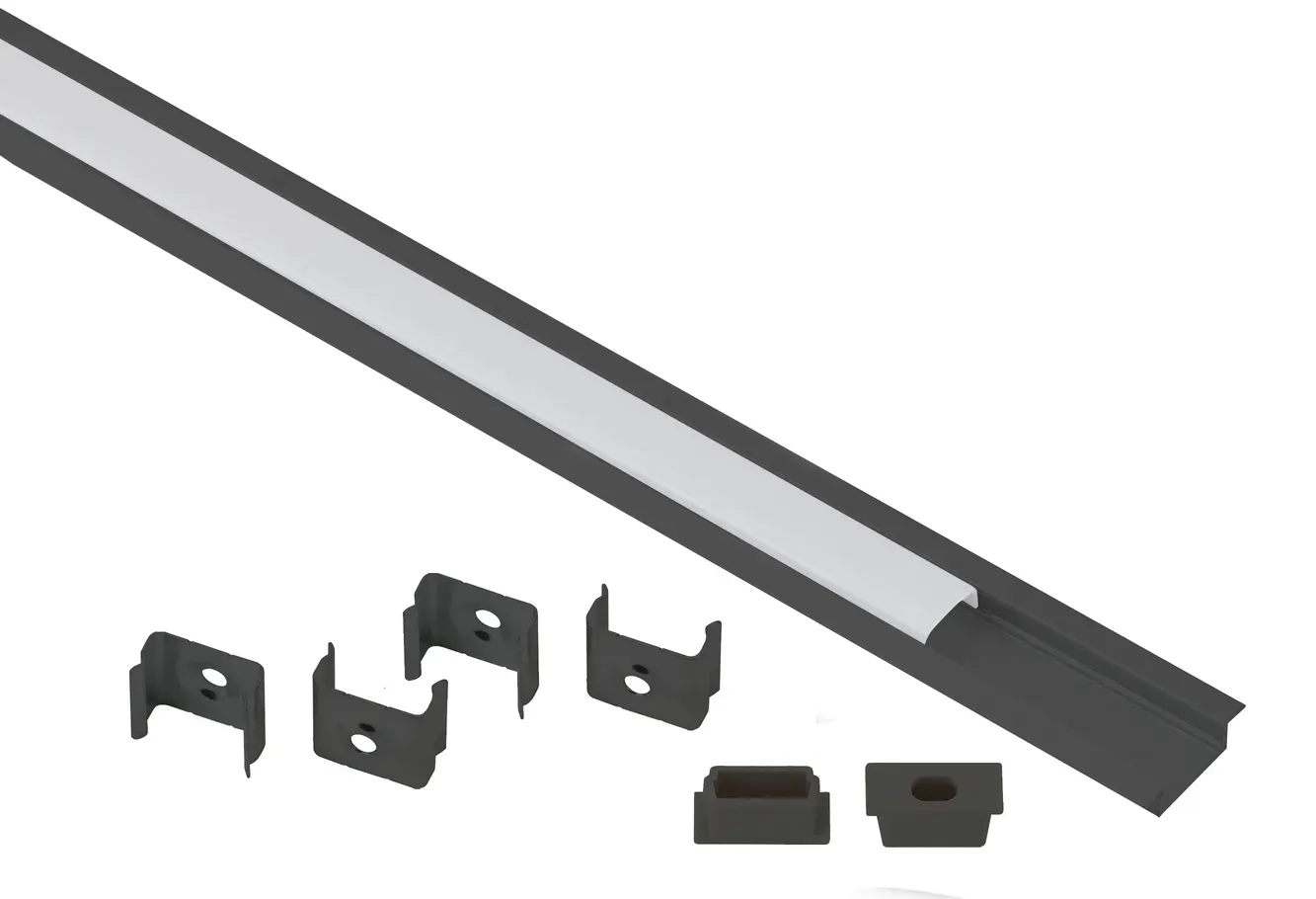 Комплект с врезным анодированным профилем 2206B 22х6мм, 2м, черный САВ251 ЭРА Б0062792