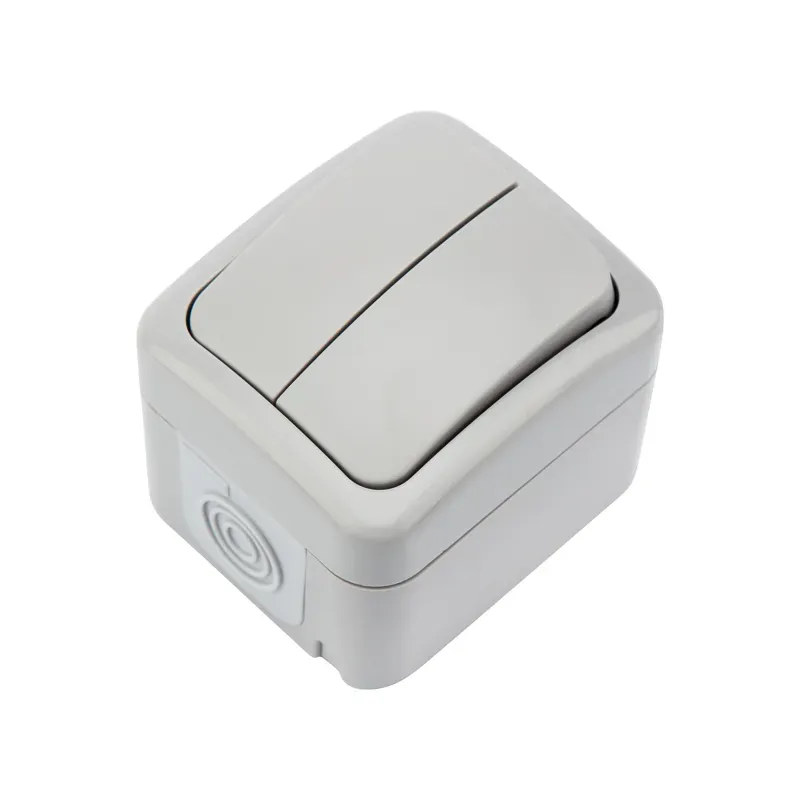 Выключатель двухклавишный Mini OG IP54, о/у, серый REXANT KR-78-0833