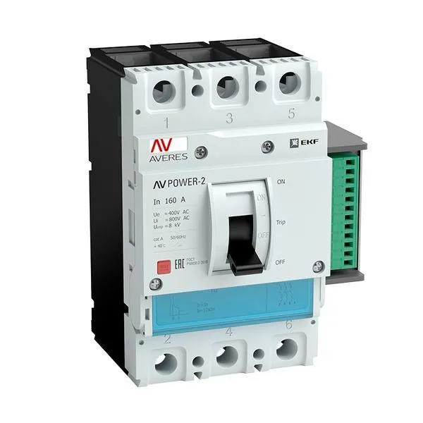 Автоматический выключатель av power-5/3 1600а 70ka etu6.2 averes EKF MCCB-53-1600M-6.2-AV
