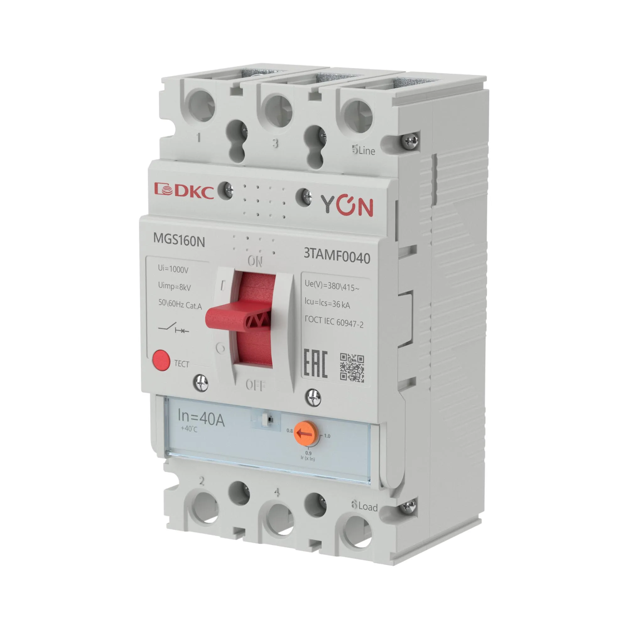 Выключатель автоматический yon mgs160 3p 32-40a 36ka ДКС MGS160N-3TAMF0040