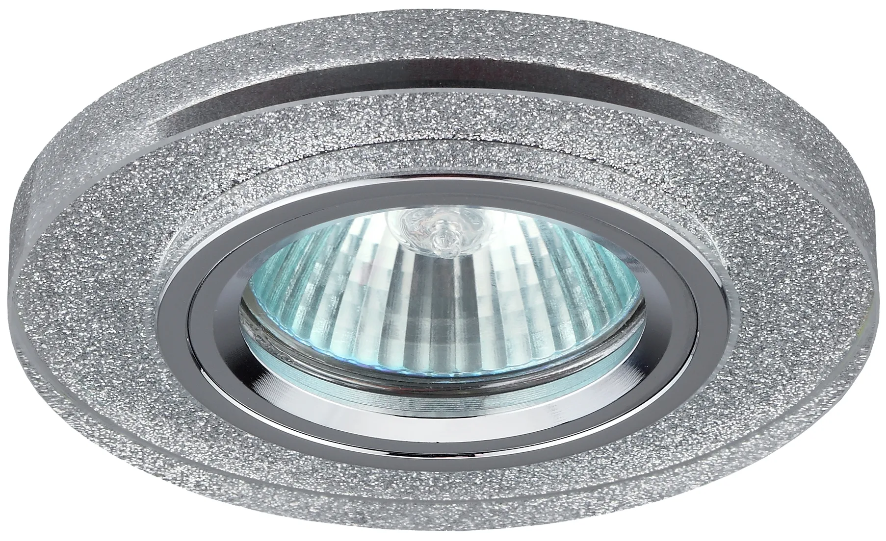 Светильник декор стекло круглое MR16,12V/220V, 50W, хром/серебряный блеск DK7 CH/SHSL ЭРА C0043736