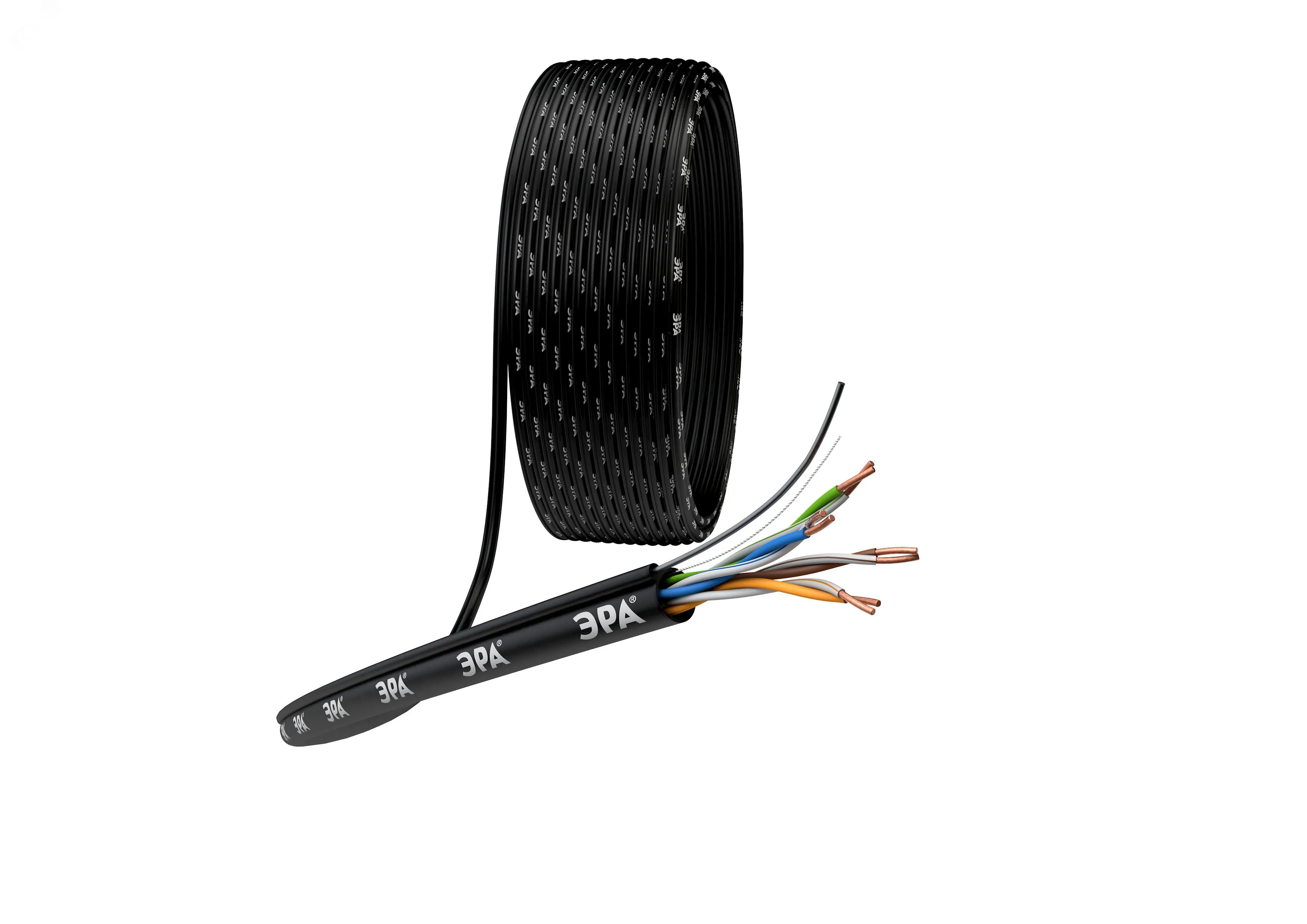 Витая пара u/utp cat5e 4x2x24 awg cu pe + трос outdoor 305 м ЭРА Б0044432
