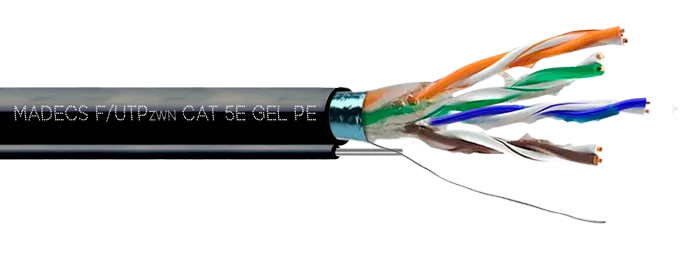 Витая пара f/utpwn 4pr 24awg cat.5e outdoor наружная с тросом заполнение гидрофобным гелем(dcm test report) ЕКС 700672R