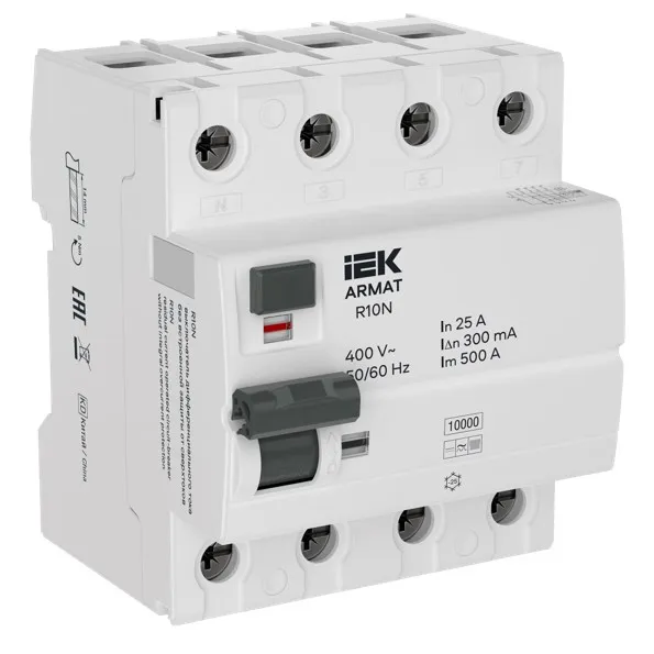 ARMAT Выключатель дифференциального тока R10N 4P 25А 300мА тип B IEK IEK AR-R10N-4-025B300