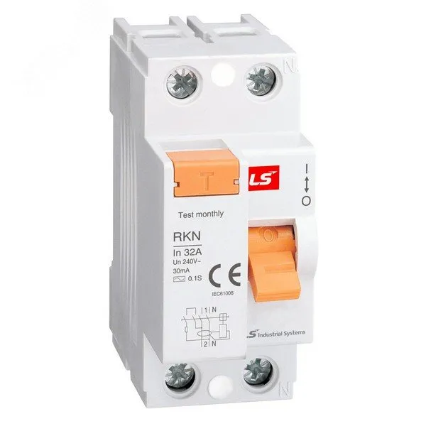 Дифференциальный выключатель нагрузки (УЗО) RKN 1P+N 25A 300mA AC-TYPE NEW ROGY (RUSSIA) LSIS Co 062203018B