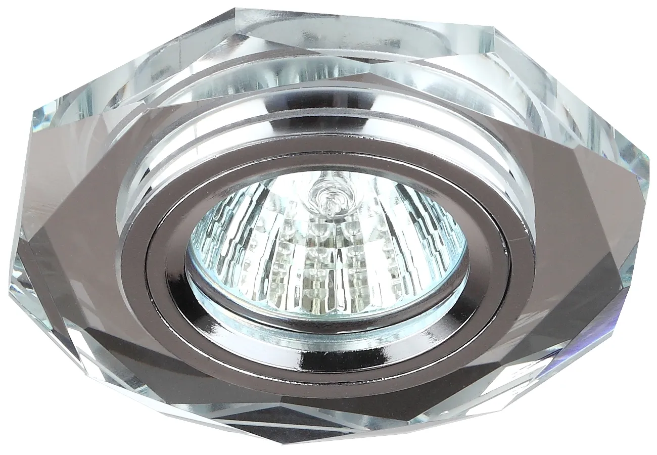 Светильник декор стекло многогранник MR16,12V/220V, 50W, GU5,3 зеркальный/хром (50/210 DK5 СH/SL ЭРА C0045759