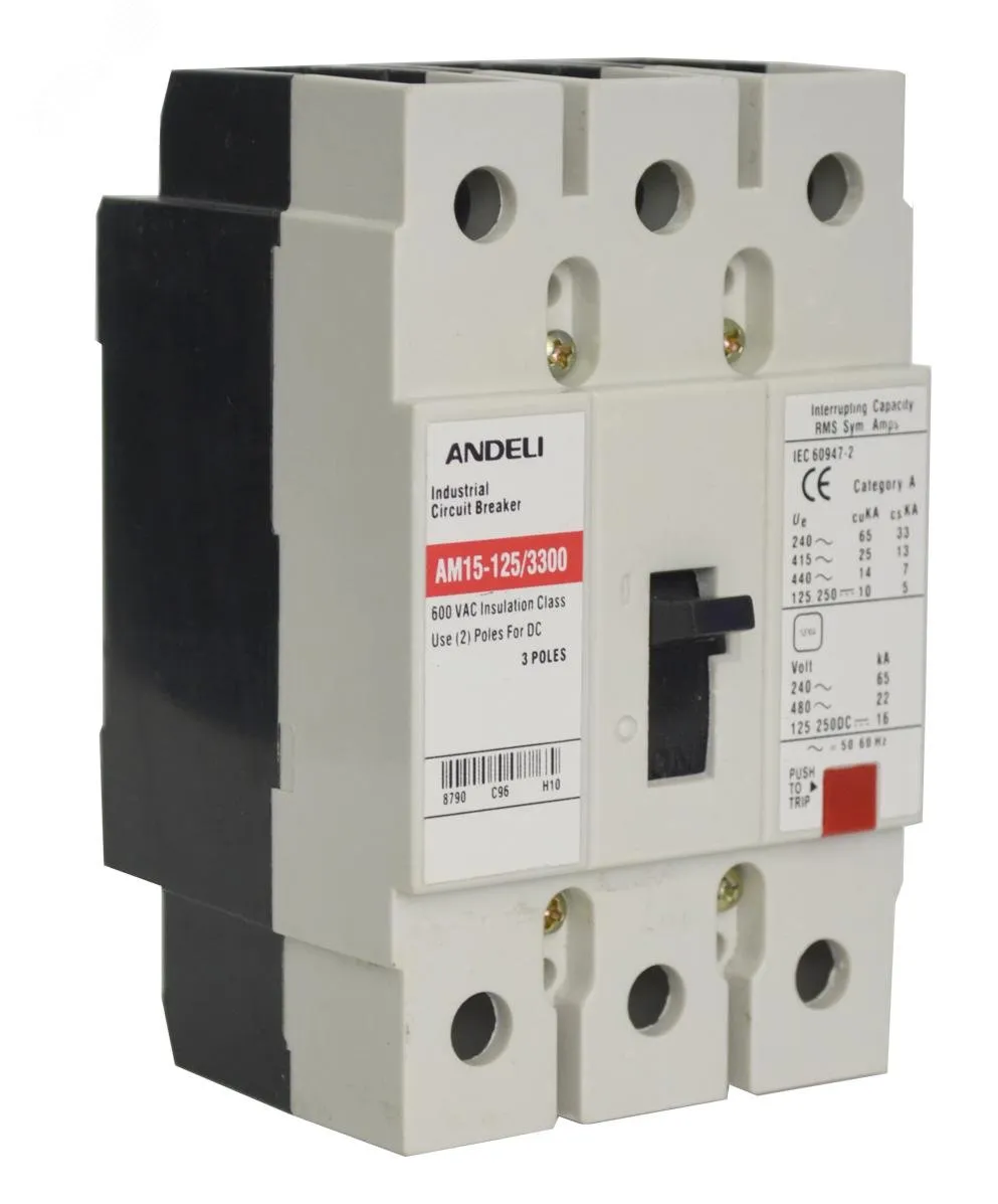 выключатель автоматический AM15-125 3P 125A 20KA ANDELI ADL06-203