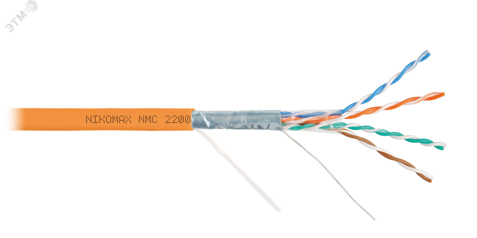 Витая пара F/UTP 4 пары Кат 5e solid BC AWG24 (0.50мм) IN LSZH нг(А)-HF оранжевый 305м