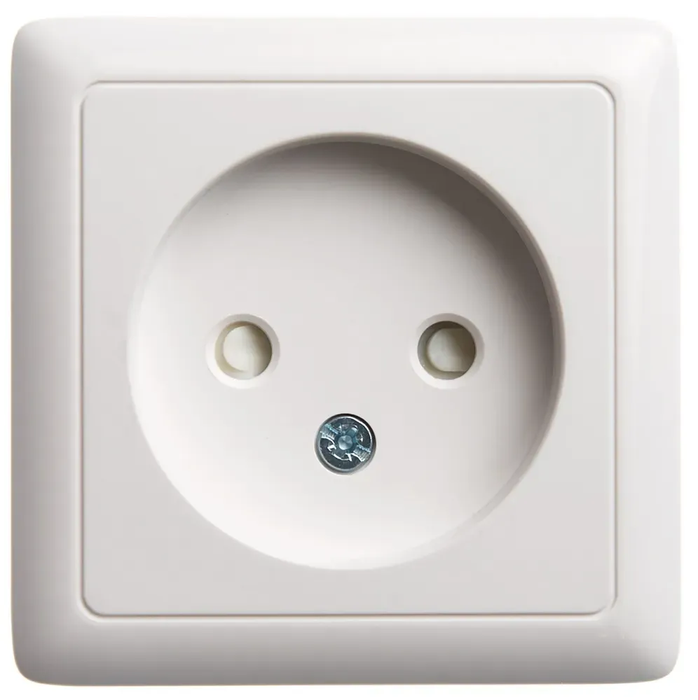 ХИТ открытой установки Розетка без заземления со шторками 10А, 250В, белый SE (Потенциал) RA10-137-B