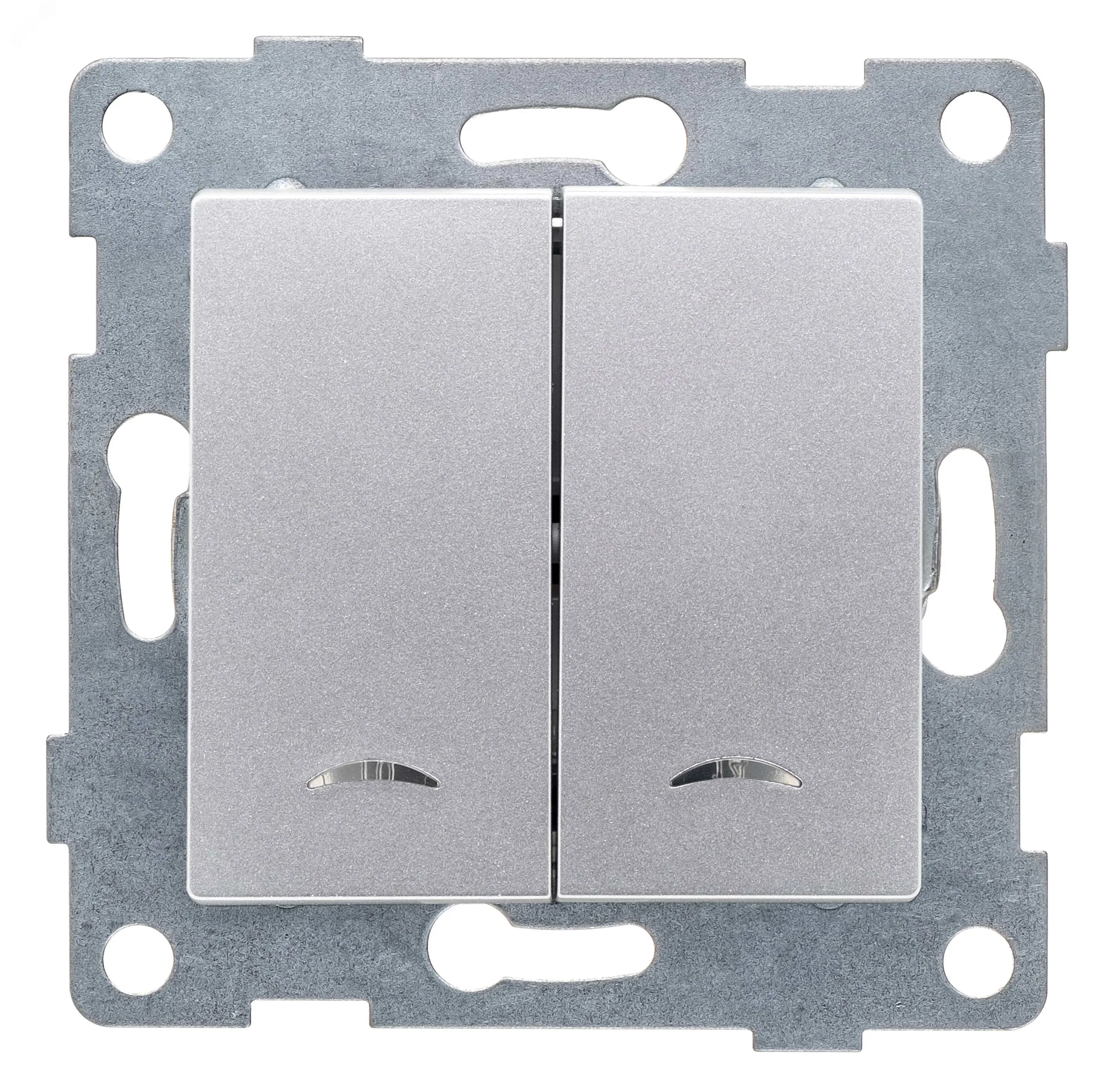 GUSI Ugra механизм выключателя 2кл. (инд), скрытая  установка,  10А, 250В. Цвет: серебро. GUSI Electric С11В28-004