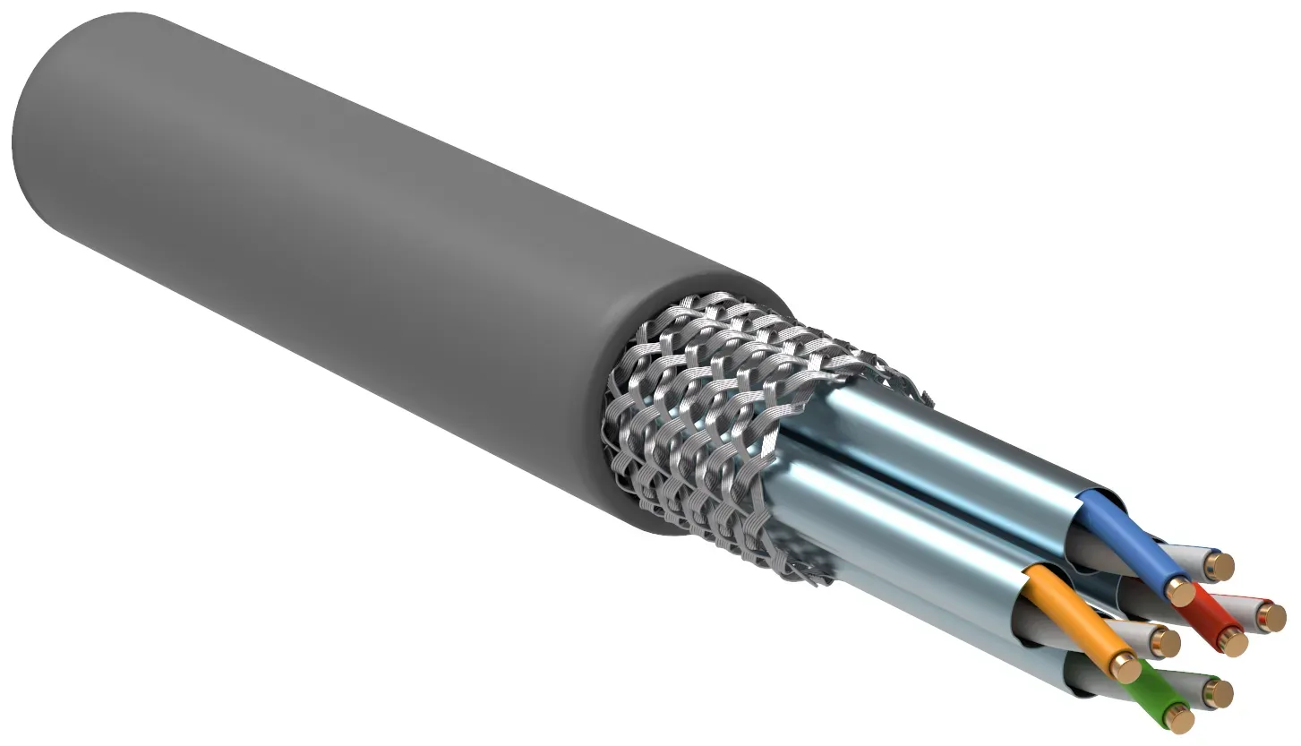 Витая пара S/FTP кат 7 4x2х23AWG solid LSZH 305м серый