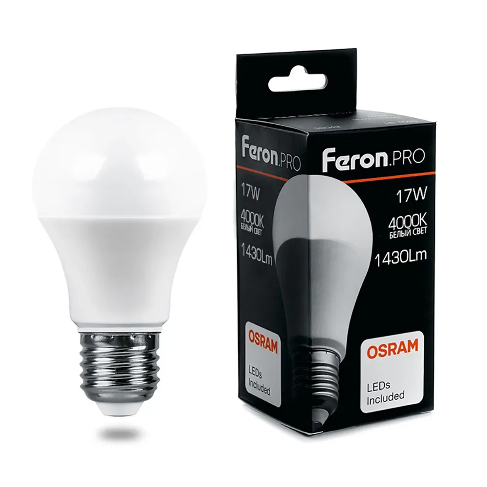 Лампа светодиодная led 17вт е27 белый feron.pro STEKKER 38039